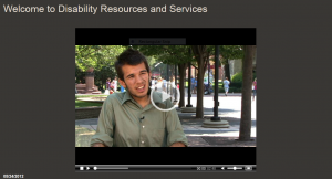 Image of video screen with a young man using a wheelchair