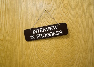 Sing on door reading :"Interview in progress"