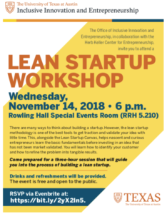 Lean Startup Workshop flier