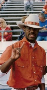 Dr. Richard Reddick showing his school pride as a member of Bevo’s entourage (known as the Silver Spurs) back in the mid-90s.
