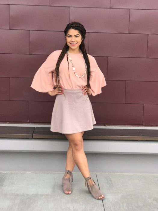 image of student in pink dress