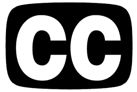 Symbol for closed captioning. Black box with CC inside