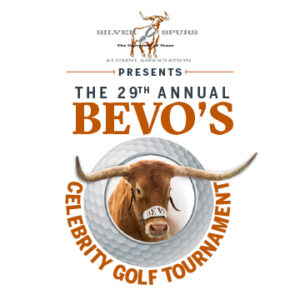 Logo for the 29th Annual BEVO's Celebrity Golf Tournament and Tribute Dinner presented by the Silver Spurs Alumni Association.