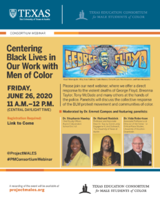 Webinar Flyer: Centering Black Lives in Our Work with Men of Color