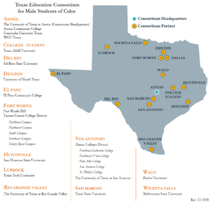 map of Texas showing consortium member regions