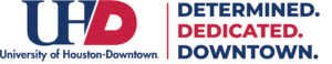 UH-Downtown logo. tagline: determined, dedicated, downtown