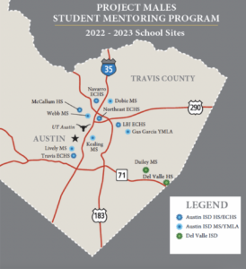 Austin map displaying mentor school sites