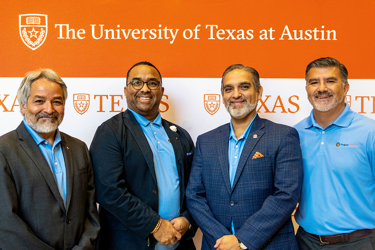 From left: Emmet Campos, director of Project MALES and the Texas Education Consortium for Male Students of Color; Luis Ponjuán, Project MALES co-founder; Victor Saenz, co-founder of Project MALES; and Patrick Valdez, former chancellor and professor of education at the University of New Mexico-Taos.