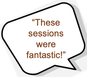 comment bubble contains “These sessions were fantastic!”