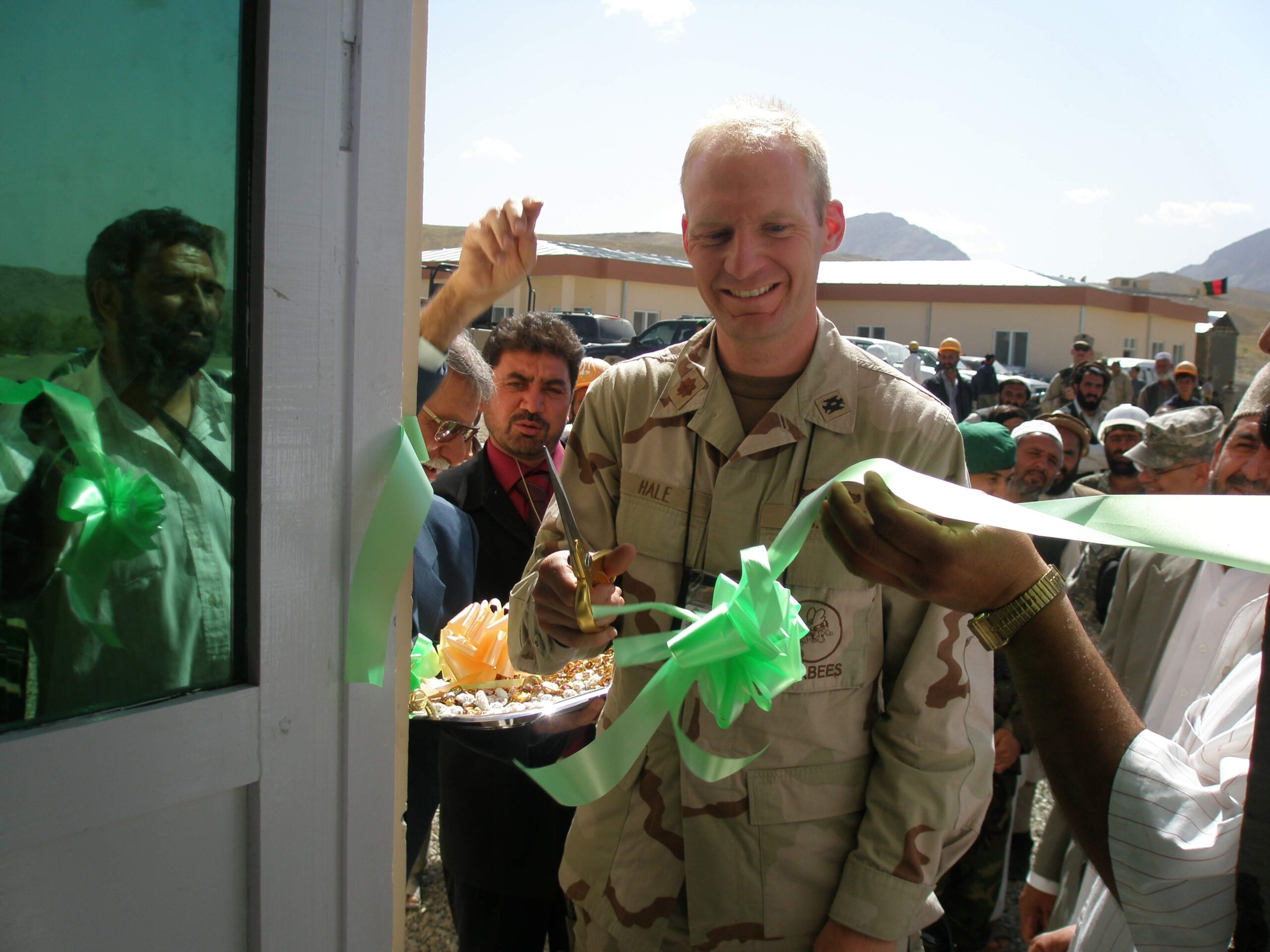 Darren Hale at a ribbon-cutting event in Afghanistan, where he worked on a project to build a training area for the afghan National Army’s Commando unit in 2007. During his six-month deployment, he mentored the Afghan National Arm on how to oversee construction of military facilities. 